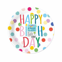 Happy Birthday Polka Dot Design Paper Plates (8 pieces)