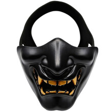 Halloween Costume Cosplay Tooth Decay Evil Kabuki Samurai Half Cover Mask Party Scary Decoration,Black