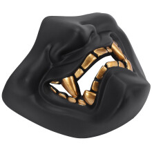 Halloween Costume Cosplay Tooth Decay Evil Kabuki Samurai Half Cover Mask Party Scary Decoration,Black