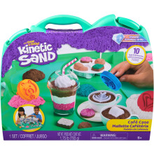 Kinetic Sand, Café Case with 793g Play Sand in 4 Colours, 9 Tools and Moulds