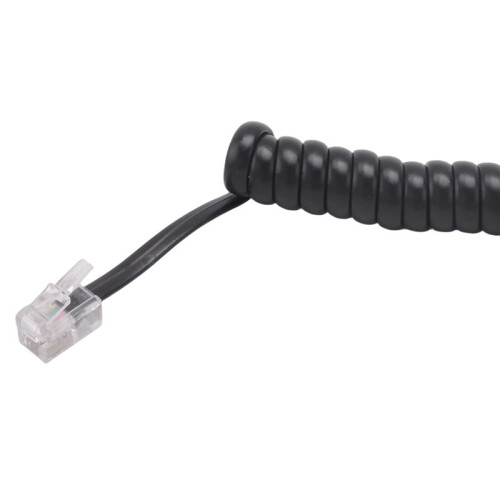 Replacement RJ9 4P4C Plug Coiled Stretchy Telephone Handsets Cable  Black 1