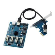 Grafikkarte 1-zu-4 PCI-E zu PCIe Adapterkarte 1-zu-4 PCI-E 1X M2 Adapterkarte, 5000 MB/S Übertragungsgeschwindigkeit, für GPU-Mining