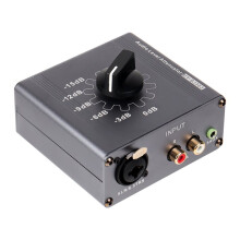 XLR/6.5TRS para RCA 3.5mm Atenuador de Nivel de Audio AUX 0dB -3dB -6dB -9dB -12dB -15dB Caja de Atenuación de Audio Ajustable