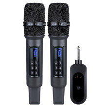 Système de Microphone Sans Fil Universel 1 à 2 pour Karaoké à Domicile et Systèmes de Sonorisation Extérieurs - Microphone Portatif 2,4 GHz