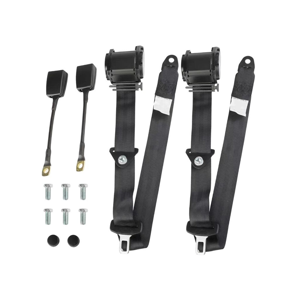 2Pcs 3Point Belts Universal Retractable Adjustable Belts For Cart Utv Minivan Rv Truck (Black) Black 6033966985276