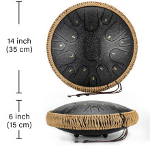 Ethereal Drum 14 Zoll 15 Töne D-Tonart Schwarzstahl
