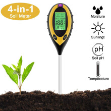 Garden Genius, 4-in-1 bodemvochtigheidsmeter voor tuin- en gazonverzorging, multifunctionele tester biedt complete bodemanalyse zonder batterijen.