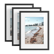 30 x 40 cm Picture Frames, Photo Frames, Tabletop Display, MDF, No-Trace Nails Included, Set of 3, Black