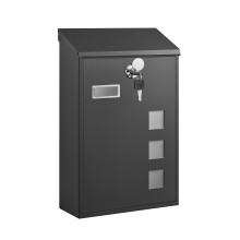 Post Box, Wall Mounted Letterbox, Mailbox, Copper Lock Cylinder with Swivel Cap, Viewing Windows, Nameplate, Easy to Install, 11.5 x 25.5 x 39.5 cm