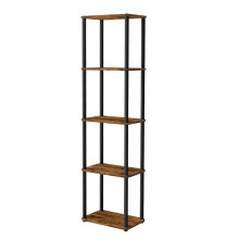 Superfast Toolless Assembly, 5-Tier Living Room Shelf, standing Shelving Unit, Bedroom, Kitchen, Rustic Brown and Black