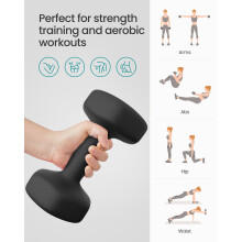 Set of 2 Dumbbells, 2 x 8 kg Hand Weights with Neoprene Coating, Hexagonal Dumbbells Pair, Home Workout, Fitness Training Exercise, Ink Black