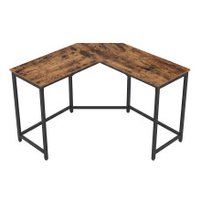 L-Shaped Office Desk, Space-Saving Workstation, Easy Assembly, Computer Table for Home, Brown
