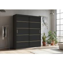 (120CM, BLACK ) LEXUS Gold Sliding Door Wardrobe