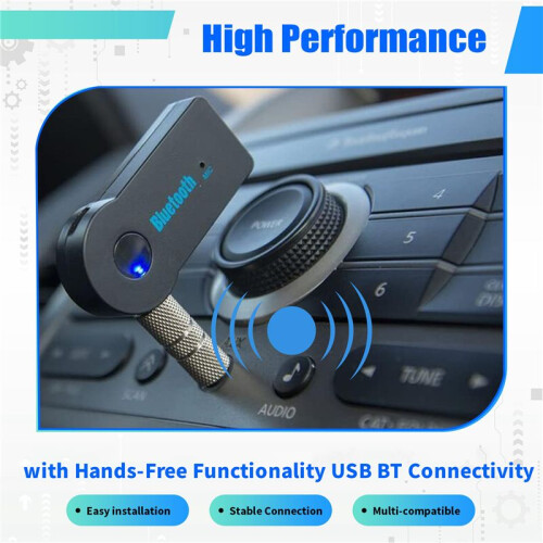 2-In-1 Wireless  Receiver 3.5mm Aux Audio Music Adapter with Hands-Free Functionality USB BT Connectivity 1