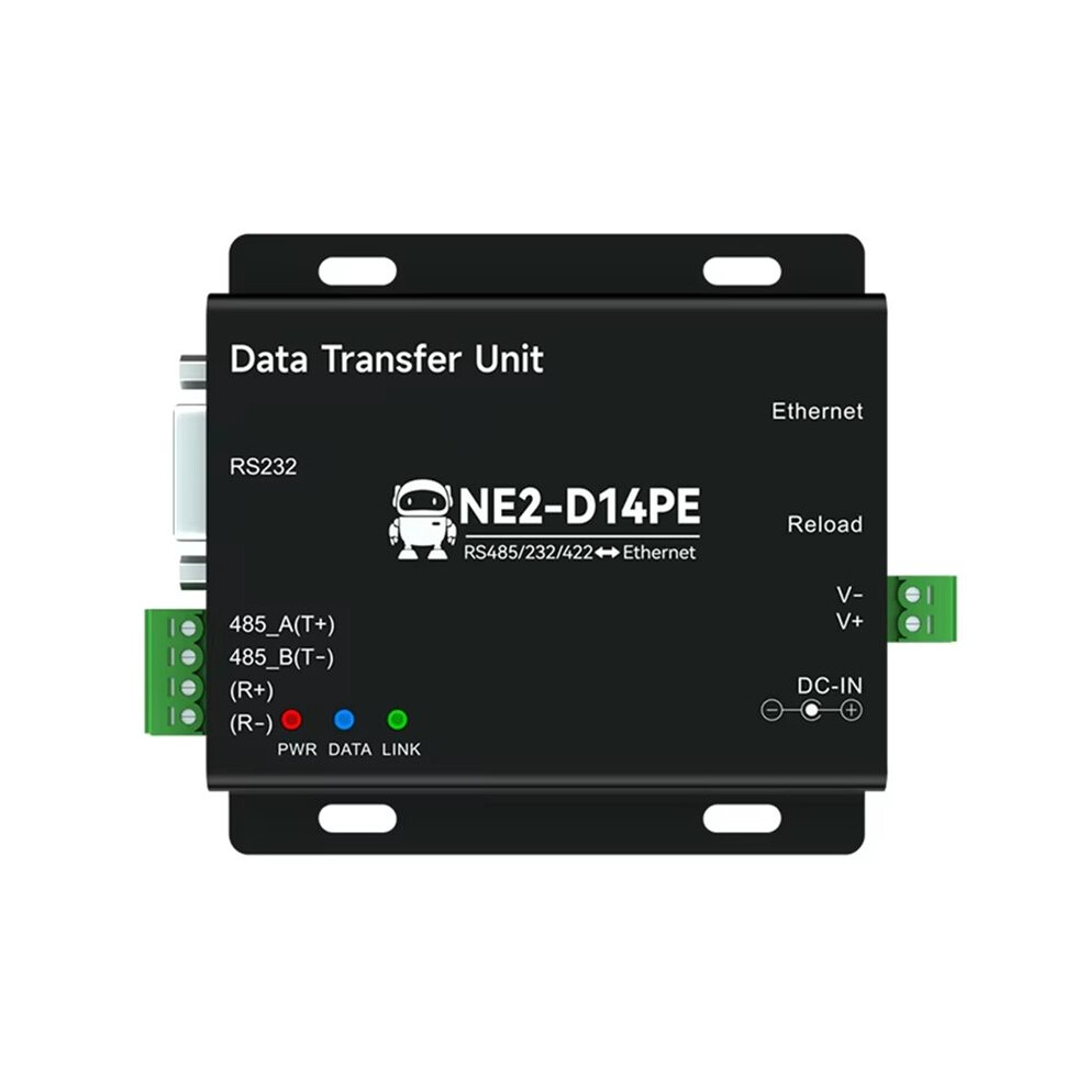 Rs485/232/422 To Ethernet Serial Server Modbus Gateway Cdsent Ne2-D14pe Poe Power Signal Isolation For Tcp Udp Mqtt Http Black 6032940001506