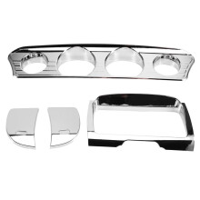 Motorcycle Chrome Gauge Stereo Panel Accent Trim Cover Panel Kit for Electra Glide Street Glide FLHX Tri 14-23