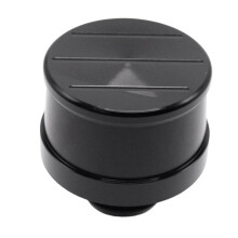 Black Breathing Aluminum Valve Cover Breather Cap Push-in 1" Neck for Chevy Mopar SBC BBC -Milled Top