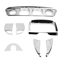 Chrome Gauge Stereo Accent Fairing Trim Cover Dash Panel Kit for Touring Models Electra Street Glide 14-23