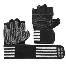 Fitnesshandschoenen met polssteun van microvezelgaas, antislip siliconen vulling, ademend, geschikt voor gewichtheffen in de sportschool.