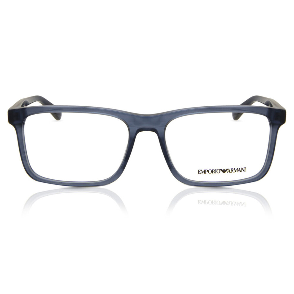Emporio Armani Men's Shiny Blue,Top Smoke Shiny Blue/Top Smoke Pillow Acetate Eyeglasses Online - Full Rim - Ea3227 - Image 3