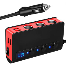Adattatore per accendisigari da 180 W con ricarica rapida, splitter di potenza per auto a 12 V/24 V, protezioni di sicurezza multiple, porte USB per