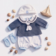 BiBi Doll 20" Baby Doll Clothes Reborn Outfit Blue Sailor Jumpsuit & Hat Accessories Set