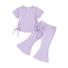 (12-18 Months, Purple) Tyttöjen ribbiresorit, lyhythihaiset, 2-osainen kesäasu.