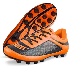 (11.5, Orange/Black) Vizari Classico Leder Fußballschuhe (FG) für Herren & Damen – TPU-Stollen, Breite Passform & Hoher Tragekomfort