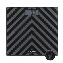 Salter Digital Bathroom Scale - Electronic Digital Bodyweight Scale, Black Chevron Glass Platform, 180kg/28st 8lb, LCD Large Display, Step On Instant