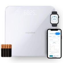 Aspedan Bluetooth Body Scales | Digital Bathroom Scales for Fitness and Weight Tracking | Connects to Phone via Free Smartphone App | iOS/iPhone and