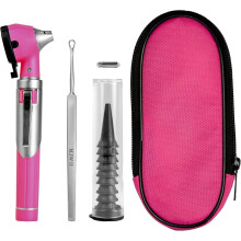 Fiber Optic Pink Mini Otoscope Ear Healthy Tool for Home use with Extra Replaceable LED Light