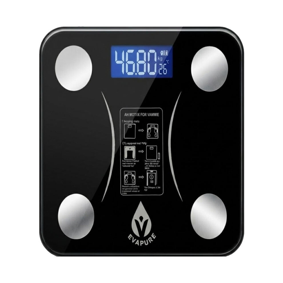 Evapure Scales For Body Weight, Bluetooth Bathroom Scales For Fitness Tracking, Smart Weighing Scales Body Weight With App, Body Fat Muscle Mass, Bmi