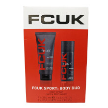 FCUK Sport Body Duo Set - Mens Skin Care Gift Set for Him with Topline Thank You Card. Festive Gift for Stocking Fillers, Secret Santa Gifts or Mens