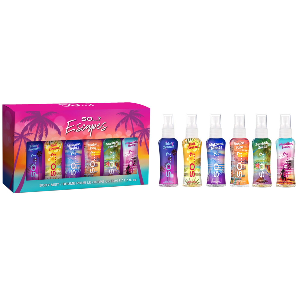 Soâ¦? Golden So...? Summer Escapes Mini Body Mist For Women, Fragrance Gift Set (6 X 50Ml) ? Ibiza Dreams, Bali Breeze, Mykonos Nights, Venice Kiss, Seychelle