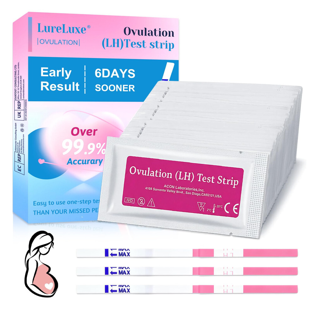 Peutpy 50 Pieces Ovulation Test Strips, Female Fertility Monitor, Ovulation Monitoring Tests, Optimal Sensitivity For Identifying Your Most Fertile Days,