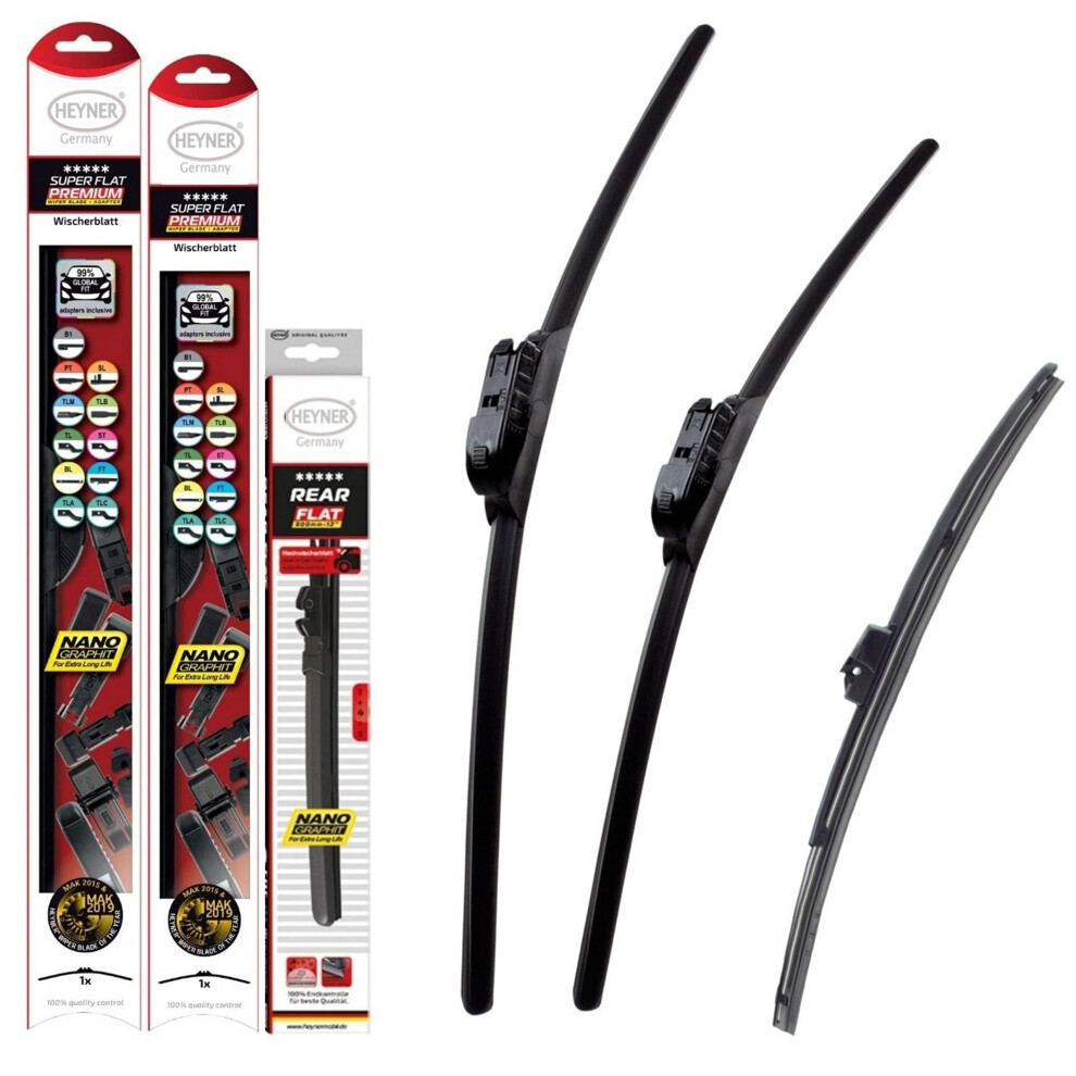 Fits Skoda Yeti Models 2009 To 2022 Heyner Germany Premium Super Flat Windscreen Wiper Blades 24"19"10" Front And Rear Replacement Set Hsf2419tl11hrf 5055668284403