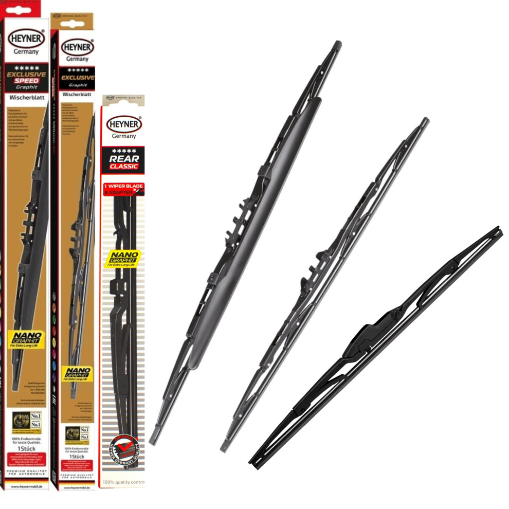Heyner Germany Windscreen Wiper Blades Exclusive Spoiler Full Set Front Rear Fits Renault Clio Ii 2001-2007 Hes2118h12hrc 5055668288579