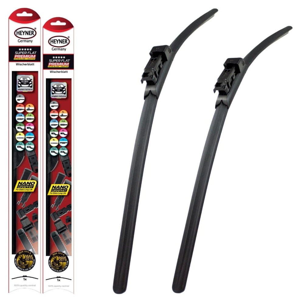 Fits Jaguar Xf Saloon 2008-2015 Heyner Germany Aero Flat Windscreen Wiper Blades Replacement Front Set24"19" Pt Hsf2419pt 5056151102754