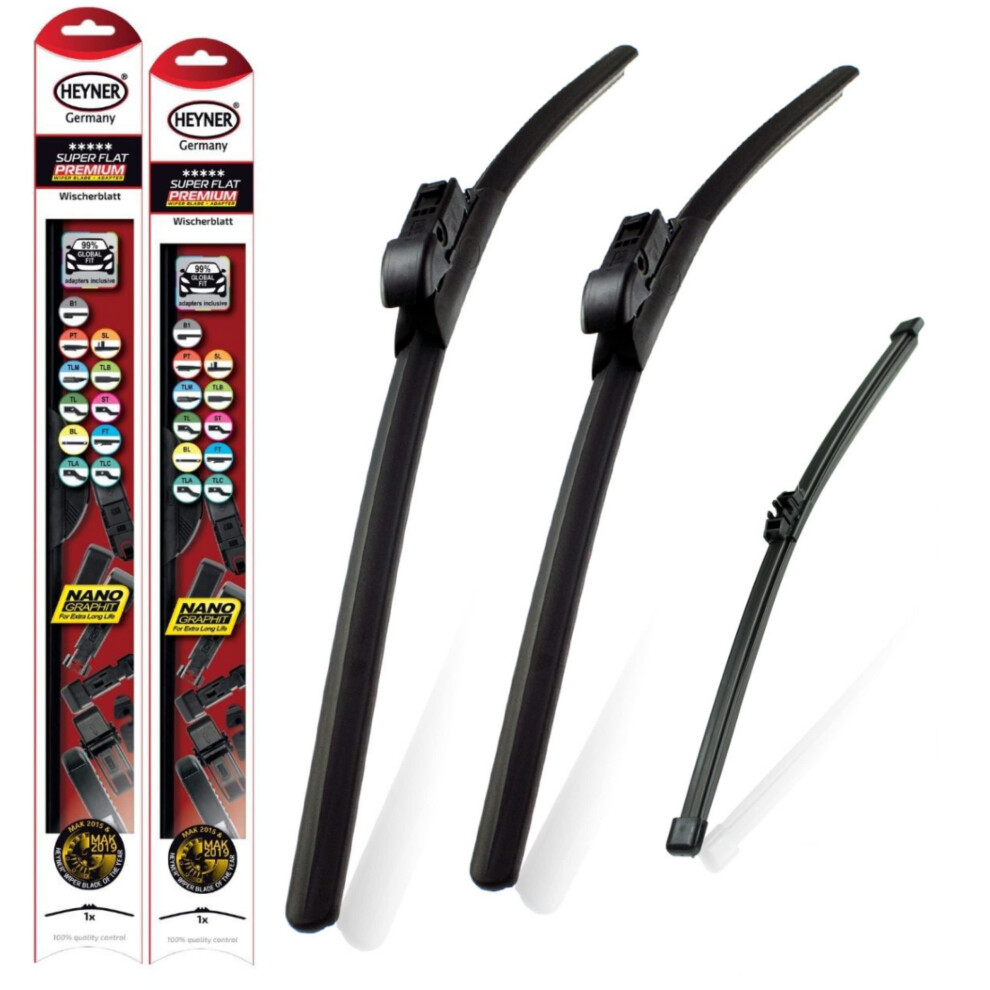 Heyner Germany Super Flat Wiper Blades 24" 20" Rear 13" Q Fits Audi Q5 2008-2017 Hsf2420st13q 5056151176533