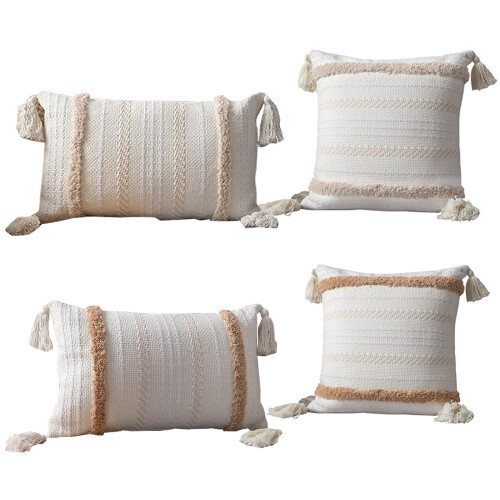 Capa de almofada decorativa boho, capa de almofada tufada e tecida para sofá, quarto e sala de estar, capa de almofada texturizada de 45x45cm com 2