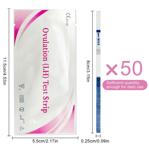 50 Pieces Ovulation Test Strips,Ovulation Predictor,Highly Sensitive 25miu/ml Test,Track Ovulations Tests,Fast and Accurate Results 1