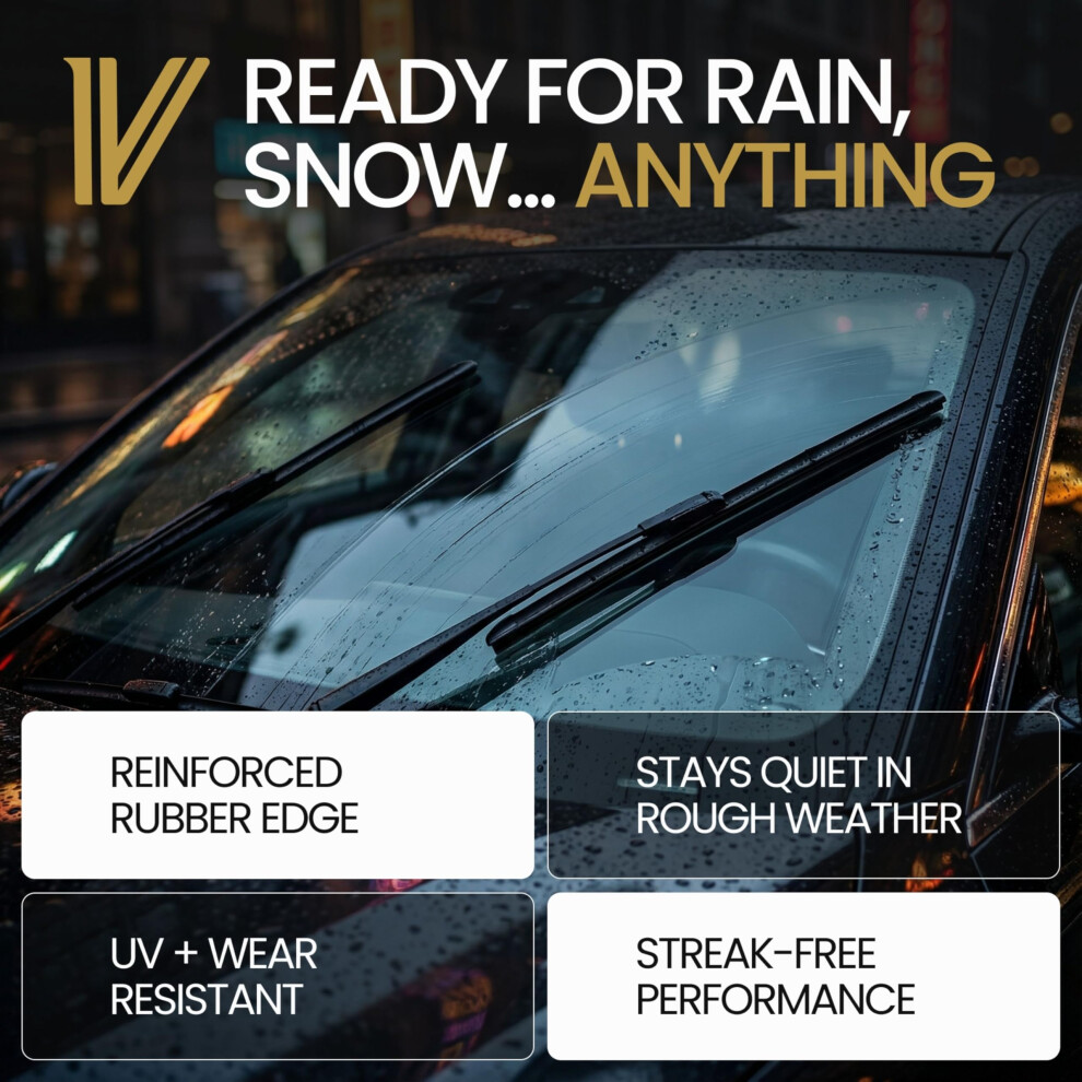 Vipa Car Parts Premium Wiper Blade Set | Fits: Peugeot 308 Mk1 Hatchback (Sep 2007 To Dec 2012) | All-Weather Performance | Durable, Streak-Free 5056162287969
