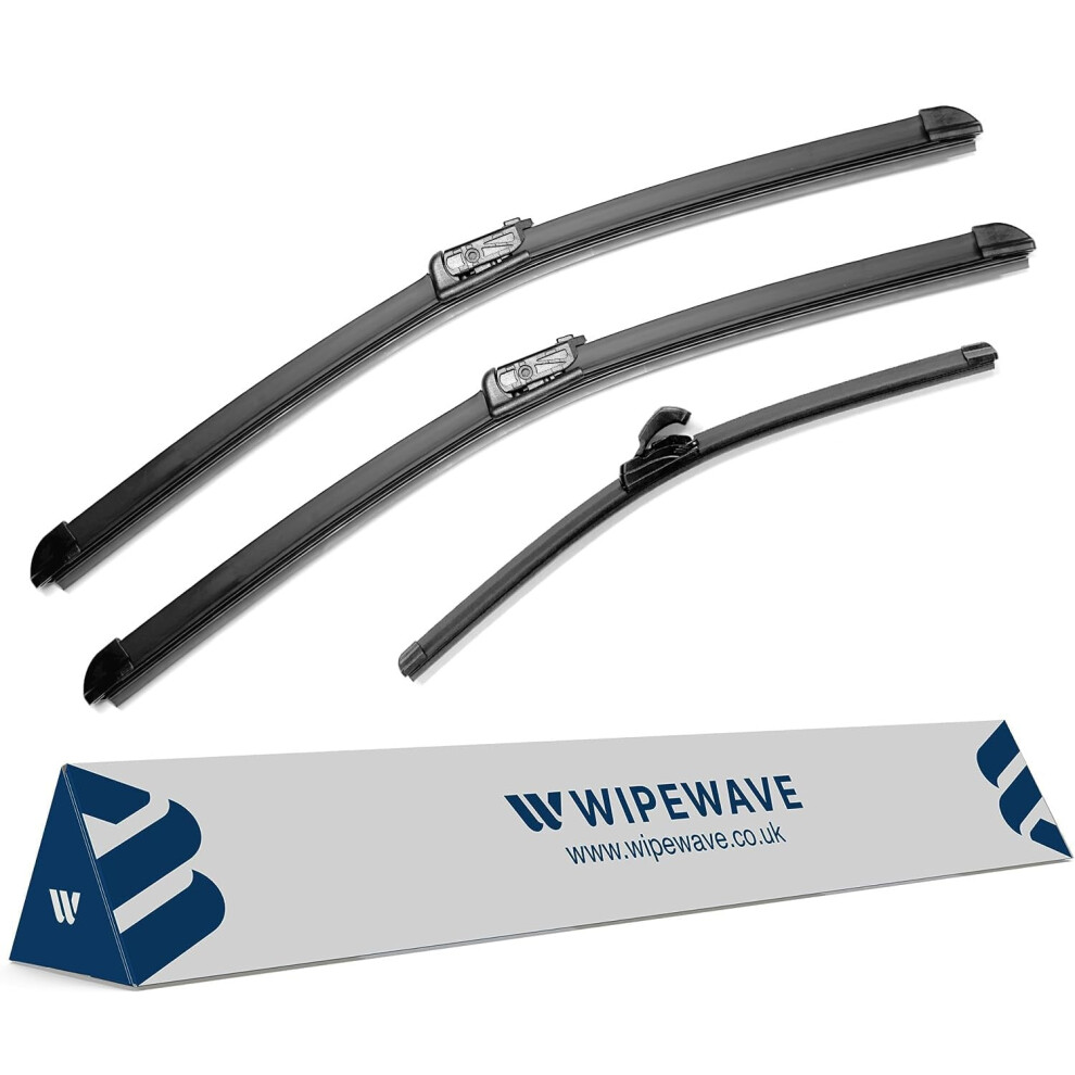 Wipewave Windscreen Wiper Blades For Audi Q5 2017-2023 Suv, 24" 20" 15" Front And Rear Slimtop, Rear Special Enhanced Clarity, Easy Replacement 5056649566648