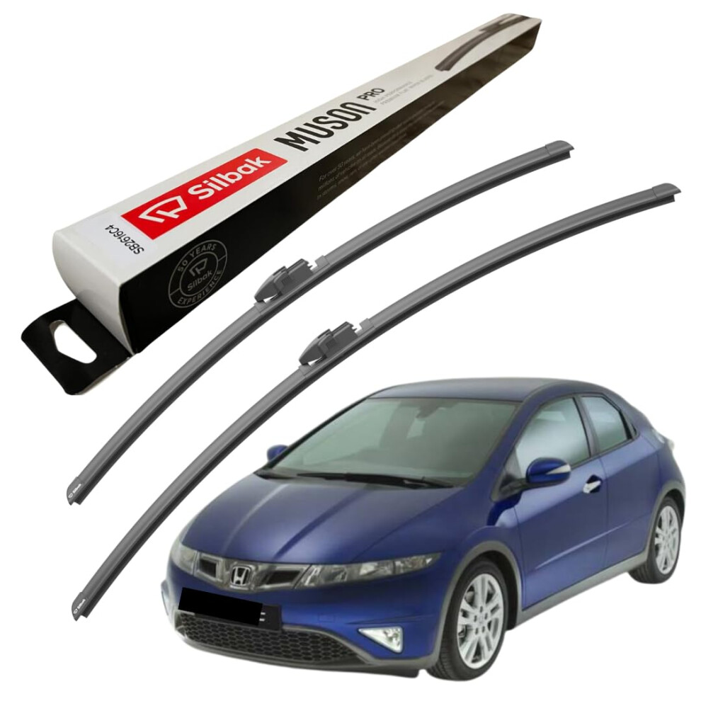 Silbak Windscreen Wipers, Fits For Honda Civic Hatchback (09/2005-12/2011) Front Wiper Blades, 700Mm/580Mm 5056807403860