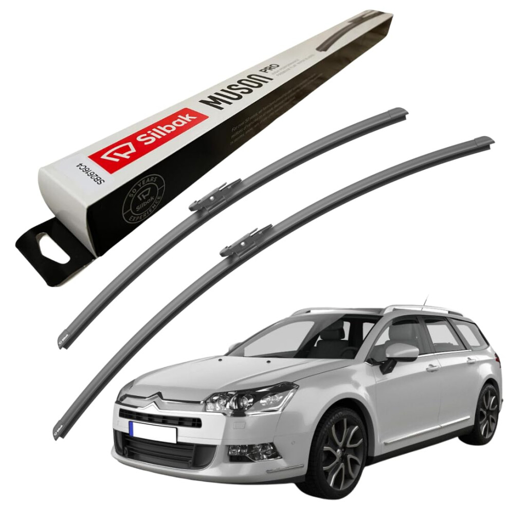 Silbak Windscreen Wipers, Fits For Citroen C5 Tourer (04/2008-12/2017) Front Wiper Blades, 700Mm/550Mm 5056807403938