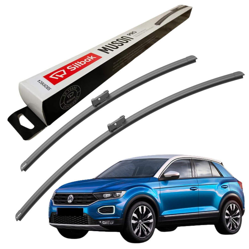 Silbak Windscreen Wipers, Fits For Vw T-Roc (07/2017-12/2022) Front Wiper Blades, 650Mm/500Mm 5056807405642