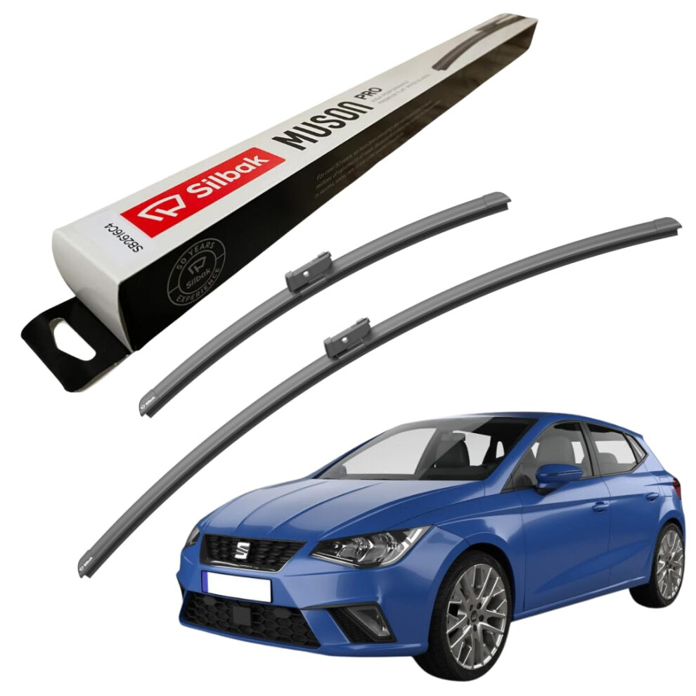 Silbak Windscreen Wipers, Fits For Seat Ibiza (2017 Onwards) Front Wiper Blades, 650Mm/400Mm 5056807407547