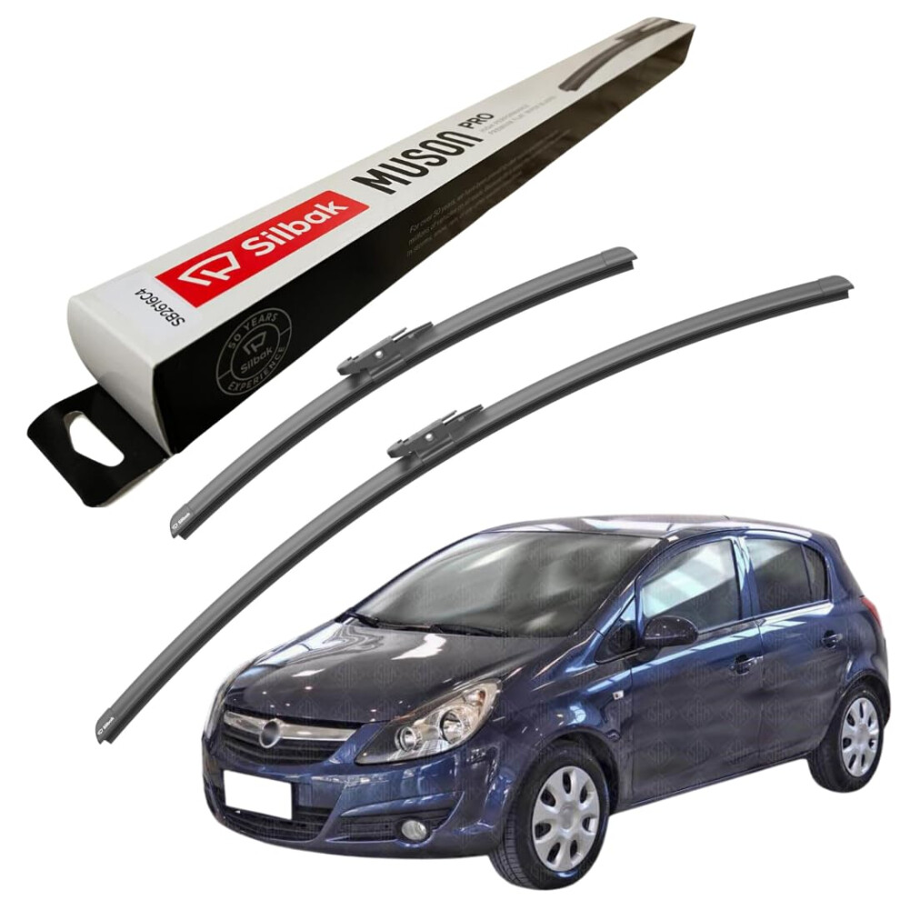 Silbak Windscreen Wipers, Fits For Vauxhall Corsa (07/2006-08/2015) Front Wiper Blades, 650Mm/400Mm 5056807407677