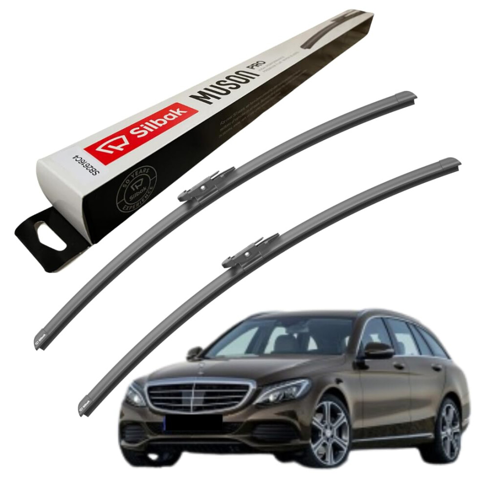 Silbak Windscreen Wipers, Fits For Mercedes-Benz C-Class (T-Model) (05/2014-10/2014) Front Wiper Blades, 550Mm/550Mm 5056807427705