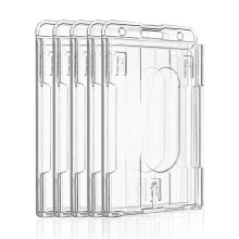 10x Clear ID Card Badge Holder Hard Plastic Protector Vertical Slim Protect Case